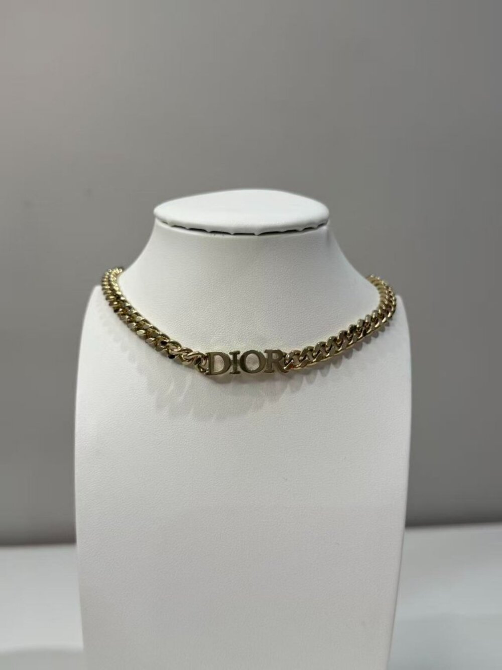 14k Gold Dior Logo Cuban Chain Necklace
